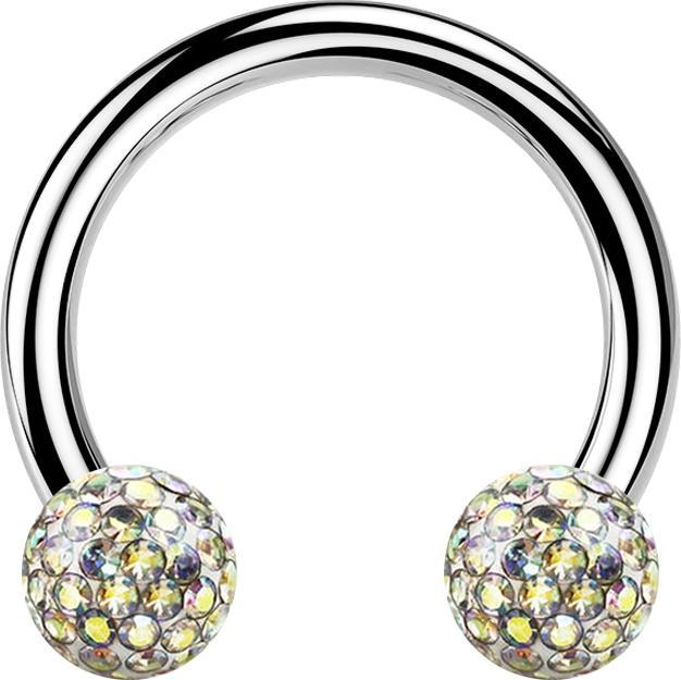 Immagine prodotto Star Piercing Campanile circolare in argento con due sfere di cristallo strato protettivo epossidico multicolore (Acciaio chirurgico 316L)
