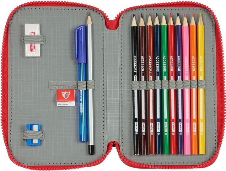 Produktbild Sevilla Fútbol Club Doppel-Federtasche Schwarz Rot 12.5 x 19.5 x 4 cm (28 Stücke)