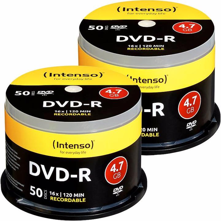 Immagine prodotto Intenso Set di 2 DVD-R 4.7GB 16x con 50 spazi vuoti ciascuno (50 x)