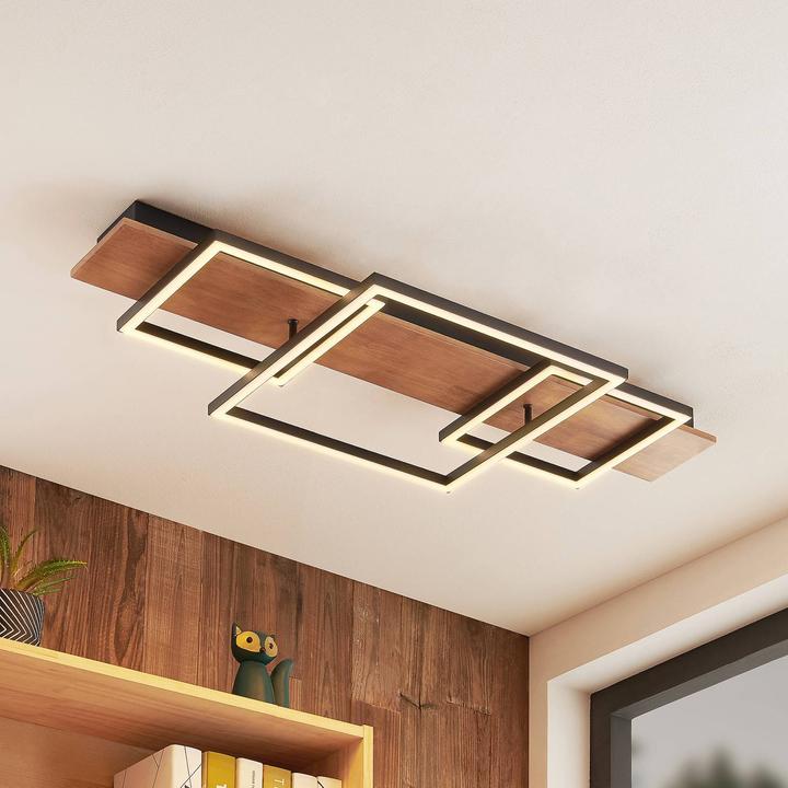 Produktbild Lucande Chariska LED-Deckenlampe Holz schwarz 95cm (740 lm)