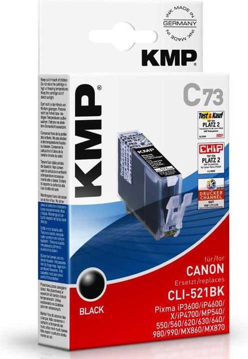 Produktbild KMP C73 Tintenpatrone kompatibel mit Canon CLI-521 BK (BK)