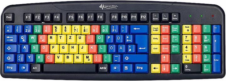 Immagine prodotto GeneralKeys Tastiera pratica USB con codifica a colori per il sistema a 10 dita (DE, Cablato)