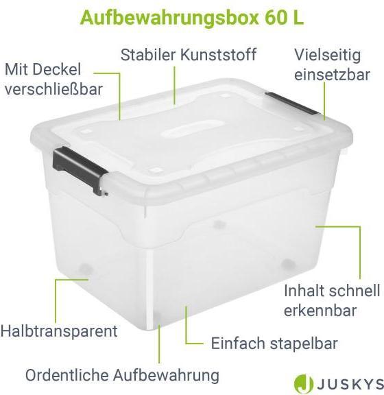 Actual product image Juskys Storage box set with lid (58 x 43 x 34 cm, 60 l)