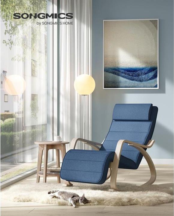 Actual product image Songmics Rocking chair blue brown fabric