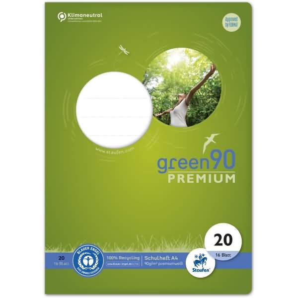 Image du produit Staufen Cahier d'écolier green, règle 20 vierge DIN A4 sans marge, 16 feuilles (A4, Blanc, Couverture rigide)
