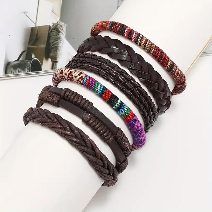 Produktbild Cbx 36 Stück Leder Armbänder Mix Styles Grösse verstellbar, handgemachte Armbänder (Kunstleder, Holz und Baumwolle)