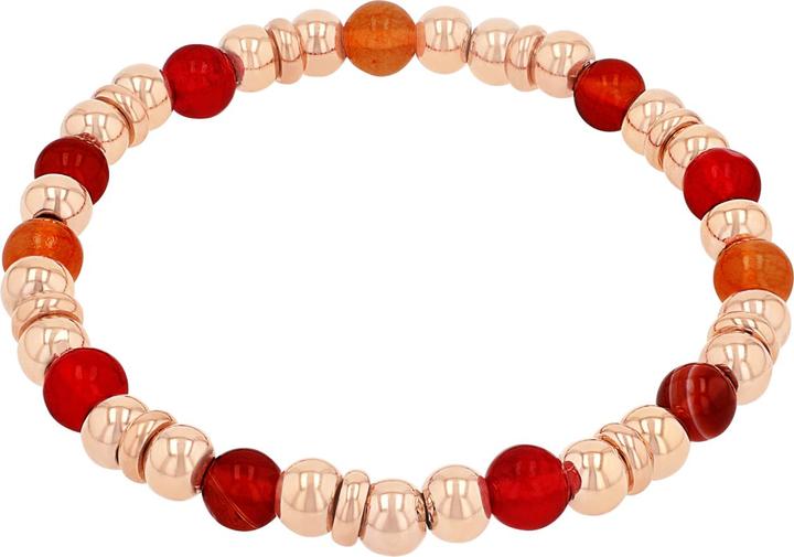 S.Oliver Armschmuck für Damen, Edelstahl, Chalzedon, Achat, Steel Beads (17 cm, Edelstahl)