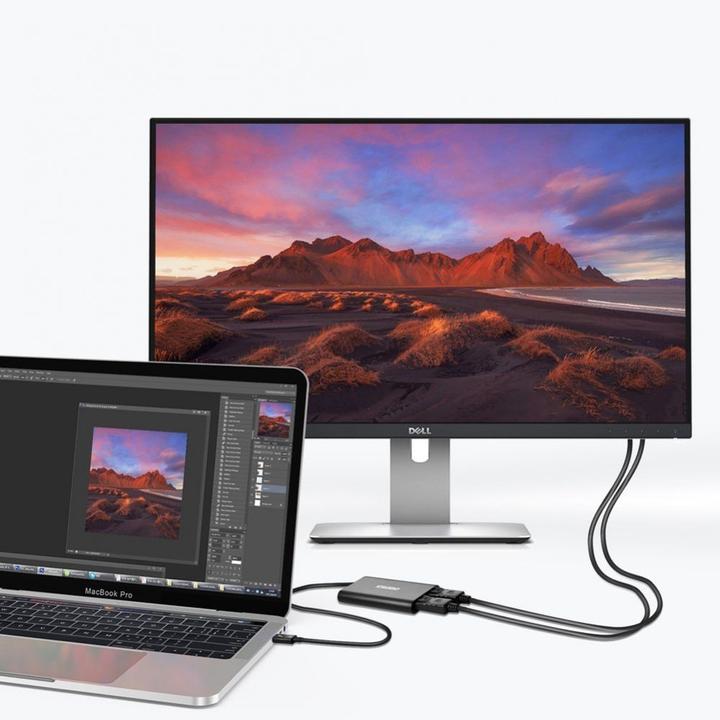 Immagine prodotto Choetech Adattatore da USB Type-C Thunderbolt 3 (40 Gbit/s) a 2 x DisplayPort 4K 60 Hz Nero (HU (USB-C, 8.50 cm)