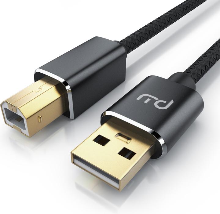 Immagine prodotto Primewire Cavo USB 2.0, cavo per stampante da tipo A a tipo B, cavo per scanner con guaina in nylon, spina in (1 m, USB 2.0)