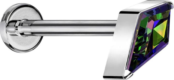 Star Piercing Micro Threadless Labret silber Diamant silber mit Kristall dunkel multicolor (Titan G23, ohne Messing)