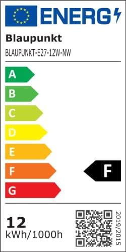 Energy Label Blaupunkt LED E27 Bulb - 12W - Neutral White 4000K - Led Lamps - Pack of 4 (E27, 12 W, 1260 lm, 4 x, F)