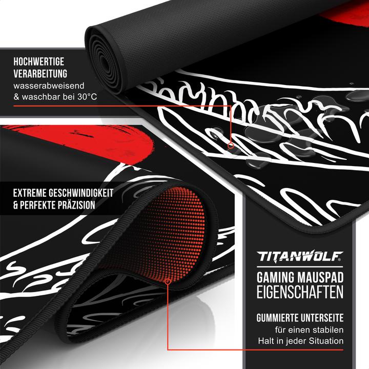 Actual product image Titanwolf Gaming Mouse Pad, 900 x 400mm XXL Speed Gaming Mouse Mat, Mousepad Extra Large Surface, Great Wave (XXL)