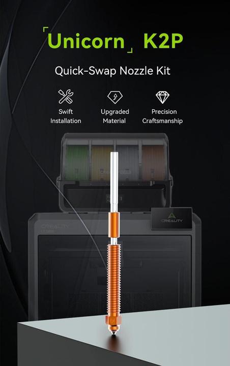 Actual product image Creality Unicorn K2P Quick Swap Nozzle Kit Three pieces (Replacement parts)