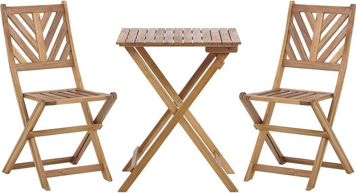 Immagine prodotto Beliani Set da balcone in legno di acacia marrone chiaro a 2 posti TERNI (58 cm)