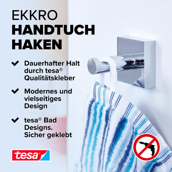Produktbild tesa EKKRO Handtuchhaken inkl. Klebelösung ohne Bohren