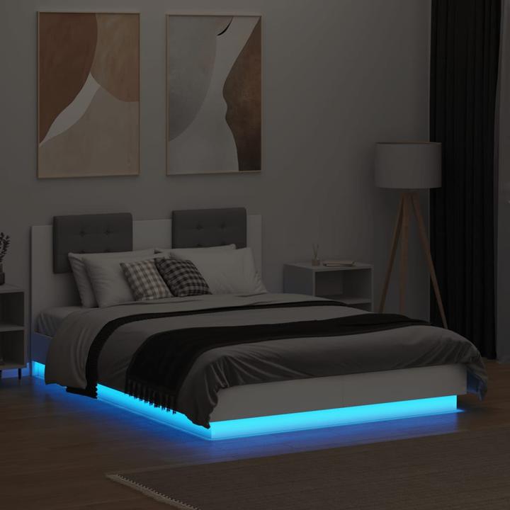 Produktbild VidaXL Bettgestell mit Kopfteil und LED-Leuchten (140 x 190 cm)