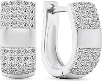 Brilio Silver - Luxury silver earrings with clear zircons EA565W