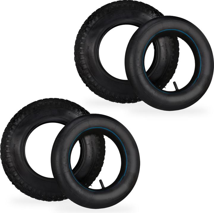 Relaxdays Wheelbarrow Wheel 4.80 4., Solid Rubber