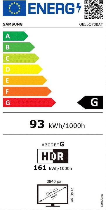 Energie-Label Samsung QE55Q70B (55", Q70B, QLED, 4K, 2022)