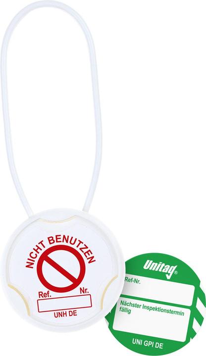 Produktbild Brady UNI-DE-PK-GPI-GN, Unitag® Set, 20 Unitag Halter (Rot auf Weiss), 20 Unitag Einsteckschilder (