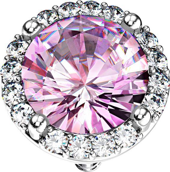Immagine prodotto Star Piercing Ancora dermica in argento con doppio pavé di cristallo grande rosa (Acciaio chirurgico 316L, Ottone)