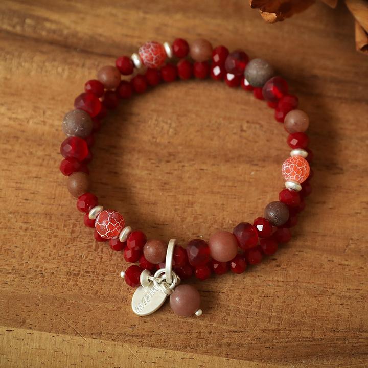 Immagine prodotto Andreani Bracciale con amazzonite autentica (80 cm, Pietre, Nude, Vetro, Marrone, Metallo)