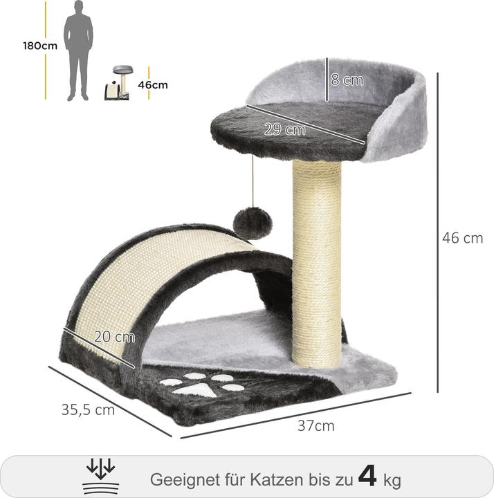 Immagine prodotto PawHut Albero per gatti con peluche (44 cm, Grigio)