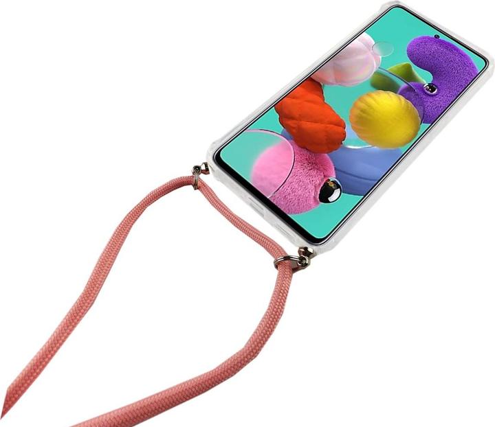 Actual product image König Design Mobile Phone Chain for Samsung Galaxy A51 with Strap Case to hang around Cord Case Pink