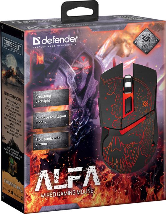 Actual product image Defender Alfa GM-703L Mouse right USB Type-A Optical 3200 DPI (Cable)