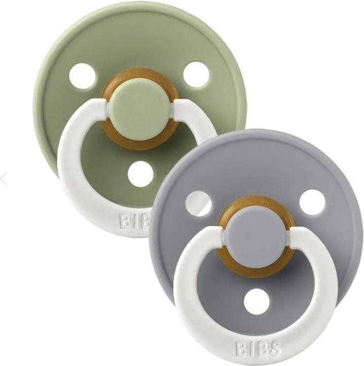 Actual product image Bibs Nuggi Colour 2 PACK Latex Symmetrical 6-12m Sage GLOW Cloud GLOW (2 x, 6 - 12 M.)