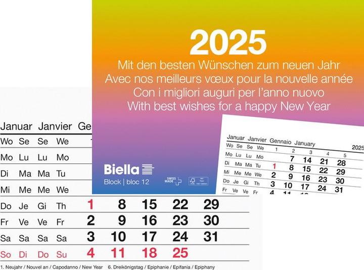 Biella Abreisskalender Monat (Spezial, Harter Einband, Deutsch, Englisch, Italienisch, Französisch)