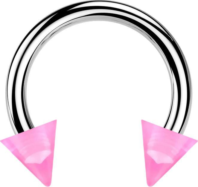 Produktbild Star Piercing Circular Barbell silber mit zwei Cones pink transparent (Acryl, ohne Messing, Chirurgenstahl 316L)
