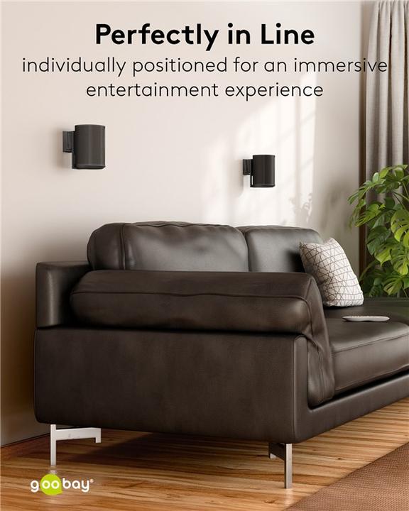 Produktbild Goobay Lautsprecher-Wandhalterung Modern Era 1 Flex, schwarz (1 Paar, Wandmontage, Schwenkbar, Neigbar)