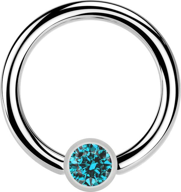 Actual product image Star Piercing Micro Ball Closure Ring silver and crystal aqua (without brass 316L surgical steel, Surgical steel 316Without brass)
