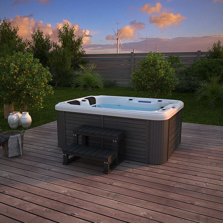 Produktbild Home Deluxe Outdoor Whirlpool GARDEN, 51 Massagedüsen, Beleuchtung, Treppe und Thermoabdeckung, 2 Personen