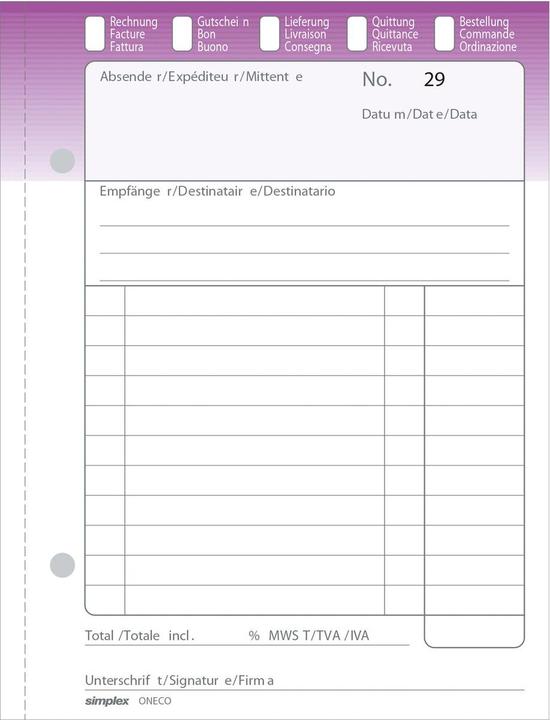 Actual product image Simplex Copy pad combi Oneco (100 x)