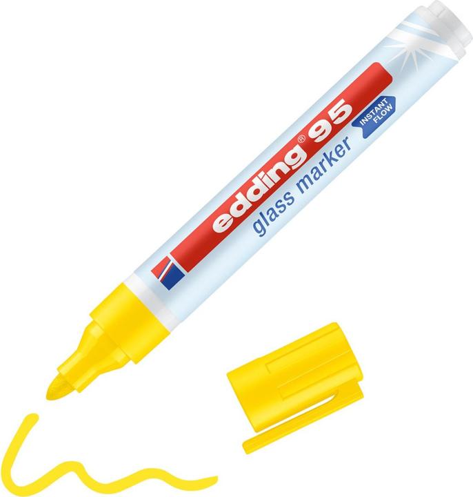 Immagine prodotto Edding Pennarello per vetro a punta di feltro 95 (Giallo, 3 mm, 1 x)