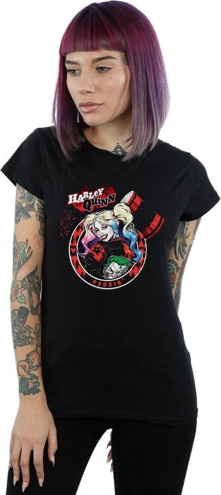 Actual product image Womens/Ladies Harley Quinn Joker Patch Cotton T-Shirt (XXL)