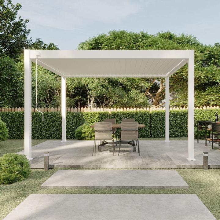 Produktbild Weide Pergola Deluxe Plus mit Lamellendach 3.6x4m Weiss (400 cm, 360 cm)