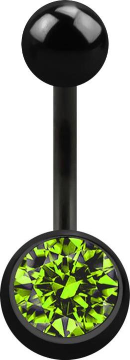 Produktbild Star Piercing Banane schwarz mit Kugel und Kugel Kristall hellgrün (Chirurgenstahl 316L, ohne Messing)