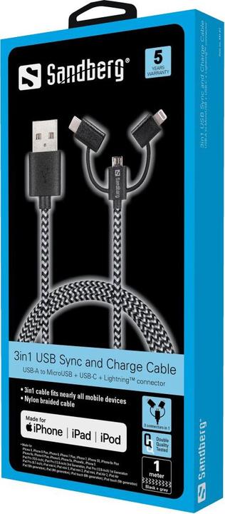 Produktbild Sandberg 3in1 (1 m, USB 2.0)