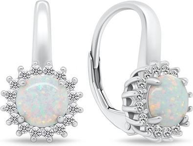 Brilio Silver - Charming silver earrings with zircons and opals EA930W