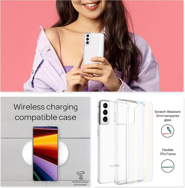 Produktbild Nalia Klare Hartglas Hülle Regenbogen Effekt (Samsung Galaxy S22)