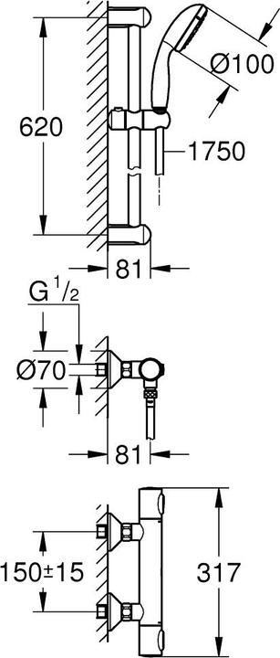 Produktbild Grohe Badewannenarmatur mit Thermostat Precision Flow chrom 34800000