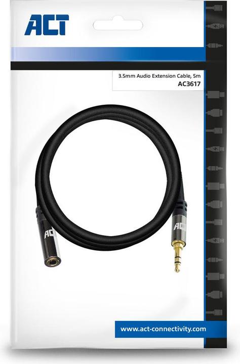 Immagine prodotto 5 metri Cavo di prolunga audio di alta qualità 3.5 mm stereo jack maschio - femmina (5 m, Connettore da 3,5 mm (AUX))