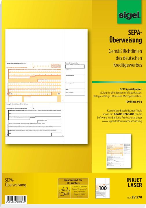 Produktbild Sigel Überweisung PC A4 (100 x)
