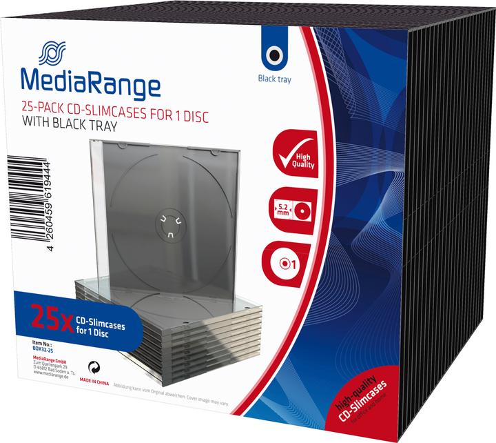 Actual product image MediaRange CD Slimcase 1Disc Black 25 R Empty Sleeves Capacity EMPTY