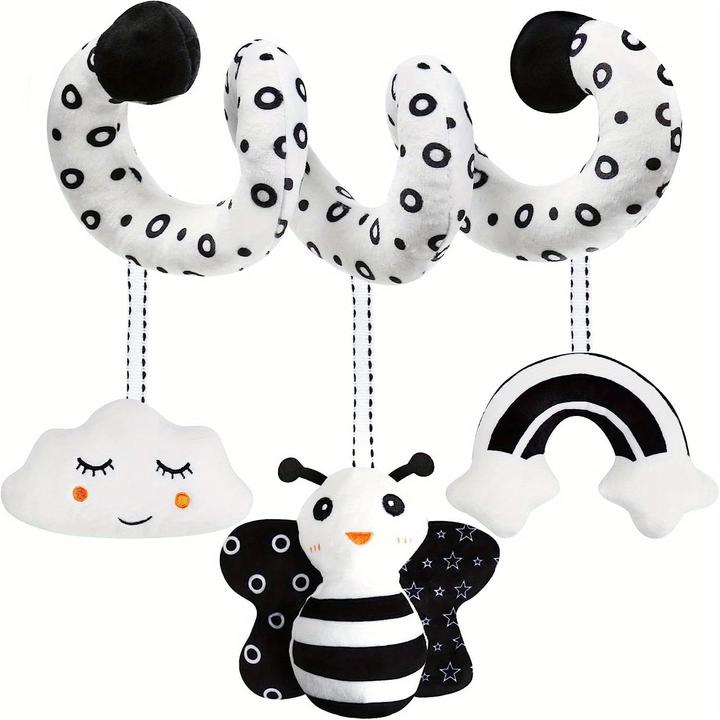 Actual product image Activity Board Baby car seat toy, baby spiral hanging pram, black and white high contrast