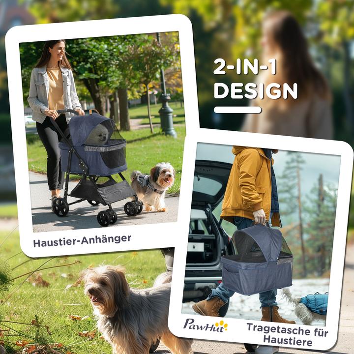 Produktbild PawHut Hunde-Buggy für kleine Hunde (Hund, Faltbar, Reflektoren)