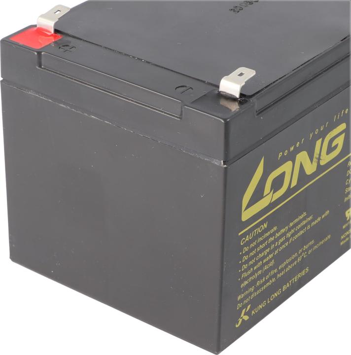Actual product image Kung Long WP12-12E F2 Cycle-resistant lead-fleece battery, 12Volt, 12Ah with 6.3mm Faston connector (12 V, 12 Ah)